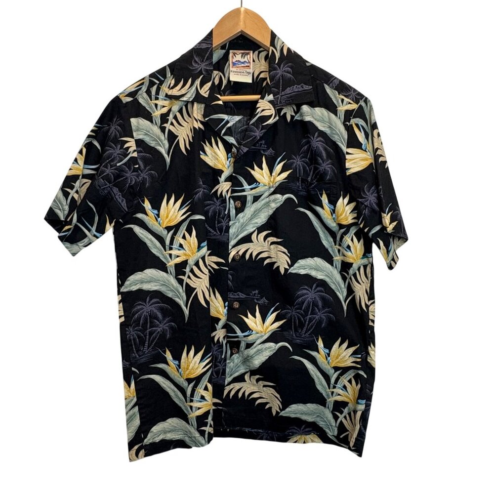 Vintage Hawaiian Togs Men’s Black‎ Floral Short Sleeve Button-Up Shirt Med Top